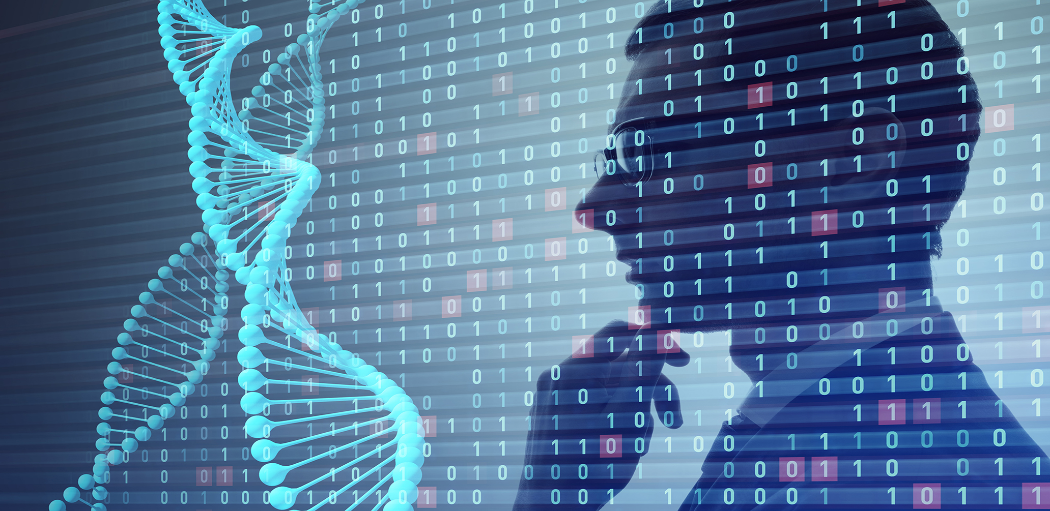 Genetic engineering and digital technology concept