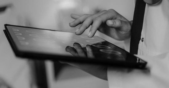 Medical professional using an ipad