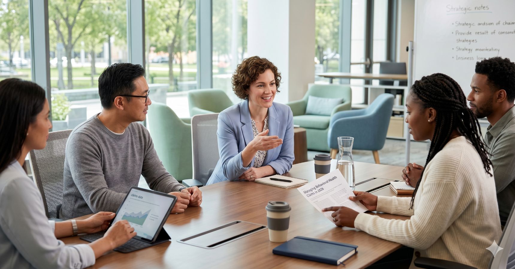 Group of healthcare employers sitting around a conference table